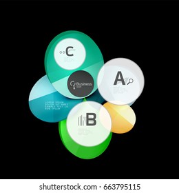 Círculos de vidrio sobre fondo negro, vector abstracto