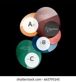 Glass circles on black, vector abstract background