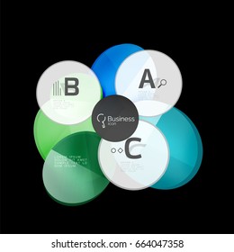 Glass circles on black, vector abstract background