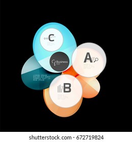 Glass circles on black, vector abstract background
