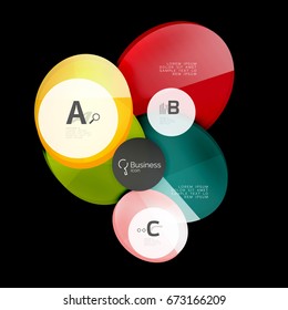 Glass circles on black, vector abstract background