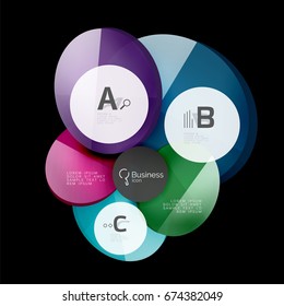 Glass circles on black, vector abstract background