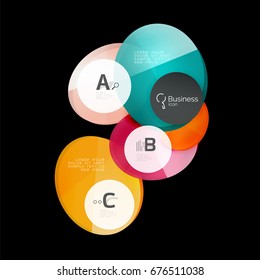 Glass circles on black, vector abstract background