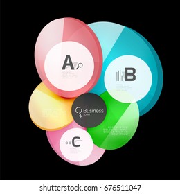 Glass circles on black, vector abstract background