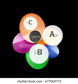 Glass circles on black, vector abstract background