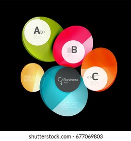 Círculos de vidrio sobre fondo negro, vector abstracto