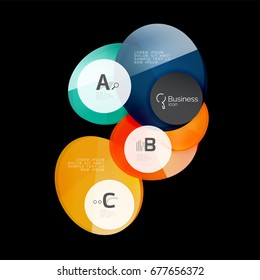 Glass circles on black, vector abstract background