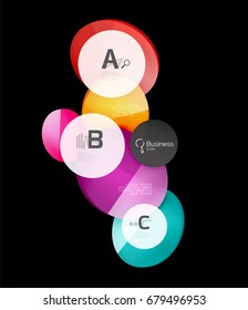 Glass circles on black, vector abstract background