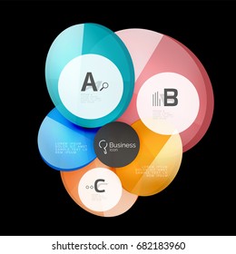 Glass circles on black, vector abstract background