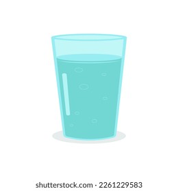 A glass of clean fresh drinking water. Vector illustration on a white background. Flat.