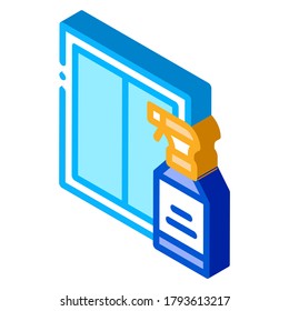 Vector de iconos de pulverización de vidrio limpio. Signo de pulverización isométrica de vidrio limpio. ilustración de símbolo aislado de color