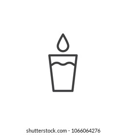 Glass of clean water with drop falling outline icon. linear style sign for mobile concept and web design. simple line vector icon. Symbol, logo illustration. Pixel perfect vector graphics