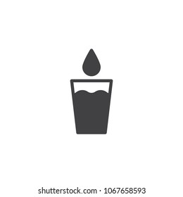 Glass of clean water with drop falling vector icon. filled flat sign for mobile concept and web design. simple solid icon. Symbol, logo illustration. Pixel perfect vector graphics