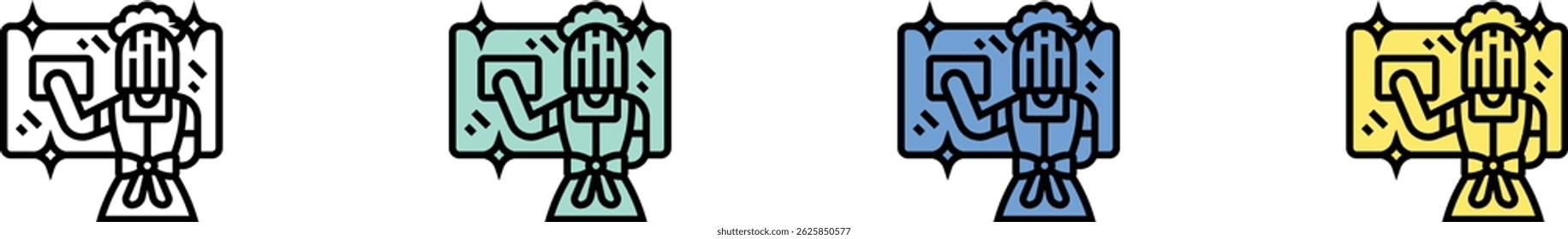 glass cleaner icon. Outline, Green, Blue and Yellow Style Design Isolated On White Background