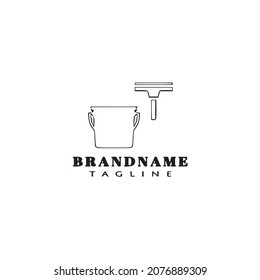 Glasreiniger-Tool und Eimer-Logo-Designsymbol-Vorlage schwarz, moderne einzelne Vektorgrafik