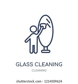 Glass cleaning icon. Glass cleaning linear symbol design from Cleaning collection. Simple outline element vector illustration on white background.