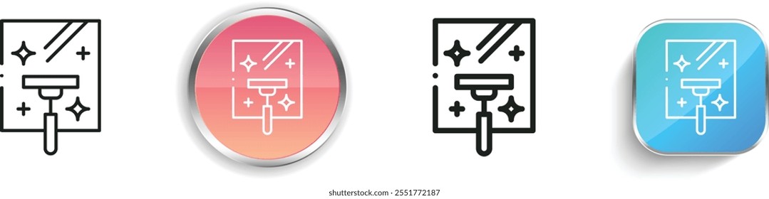 glass cleaning icon. Thin Linear, Regular and Button Style Design Isolated On White Background