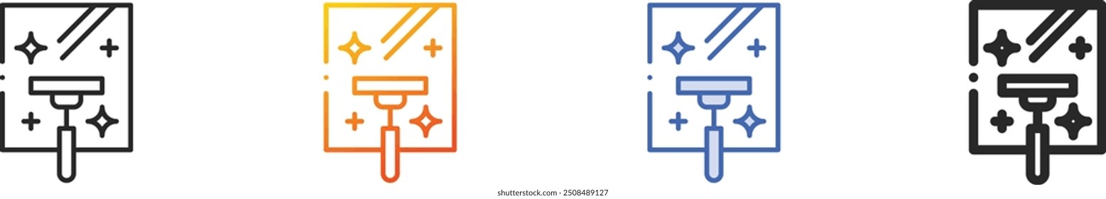 glass cleaning icon.Thin Linear, Gradient, Blue Stroke and bold Style Design Isolated On White Background