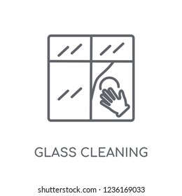 Glass cleaning linear icon. Modern outline Glass cleaning logo concept on white background from cleaning collection. Suitable for use on web apps, mobile apps and print media.