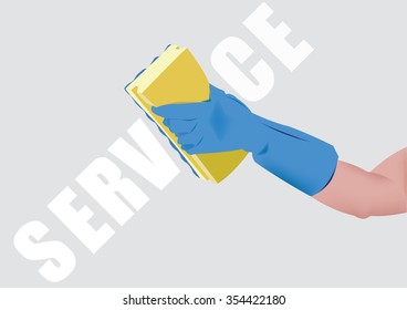 glass cleaning with sponge