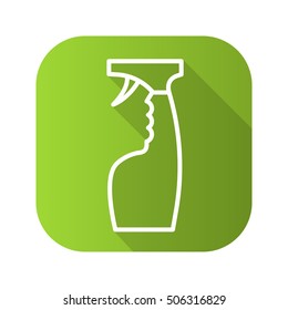 Glass cleaning spray flat linear long shadow icon. Vector line symbol.