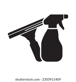 Glass cleaning tool icon logo illustration template design.