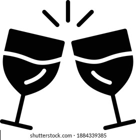 Glass Clink Celebration Concept Vector Icon Design, Happy New Year 2021 Symbol on white background, HNY Wishes Sign,