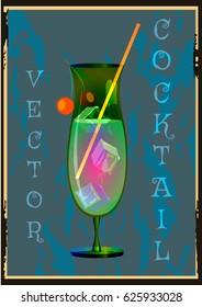 A glass of cocktail with a cherry and umbrella