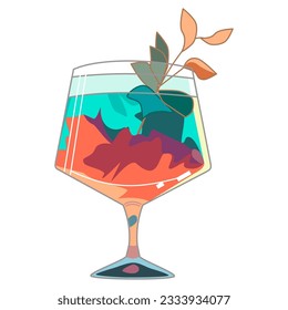 Ein Glas Cocktail mit Dekoration in flacher Technik Vektorgrafik 