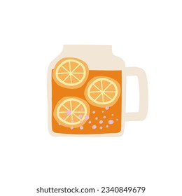 glass with cocktail in flat style. hand drawn vector illustration.