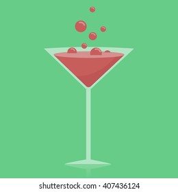 Glass of cocktail and flying bubbles