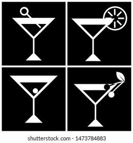 Glass of cocktail with fruits. Icon.
The symbolic image of dessert drinks, in black and white colors.