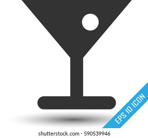 Glass of cocktail icon. Alcoholic beverage in glass with olive. Vector illustration.