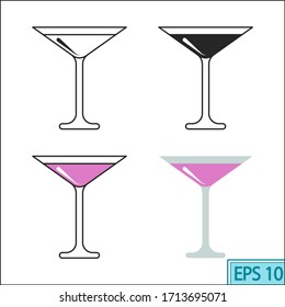 Glass of cocktail icon for menu and web design