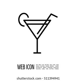 Glass cocktail isolated linear icon for websites minimalistic flat design