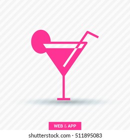 Glass cocktail isolated linear icon for websites minimalistic flat design