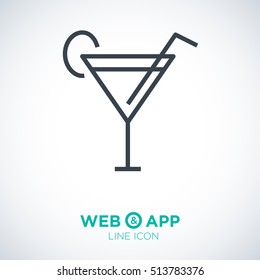Glass cocktail isolated linear icon for websites minimalistic flat design