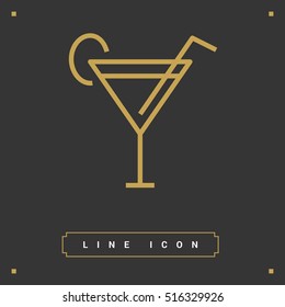 Glass cocktail isolated linear icon for websites minimalistic flat design