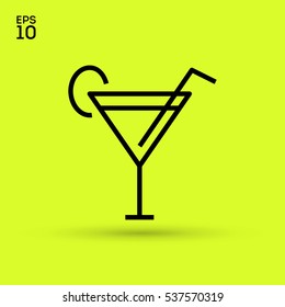 Glass cocktail isolated linear icon for websites minimalistic flat design