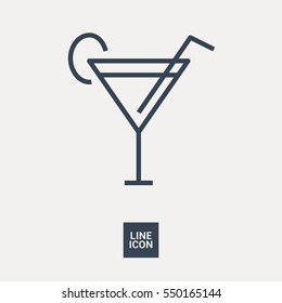 Glass cocktail isolated linear icon for websites minimalistic flat design