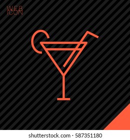 Glass cocktail isolated linear icon for websites minimalistic flat design