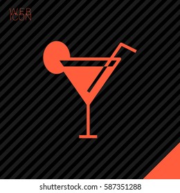 Glass cocktail isolated linear icon for websites minimalistic flat design