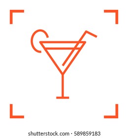 Glass cocktail isolated linear icon for websites minimalistic flat design