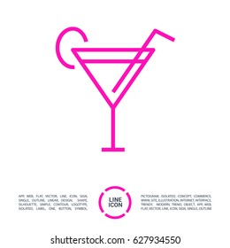 Glass cocktail isolated linear icon
