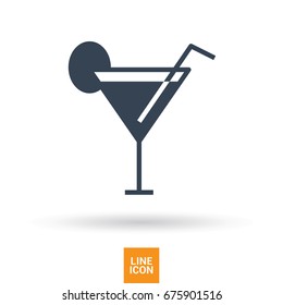 Glass cocktail isolated linear icon