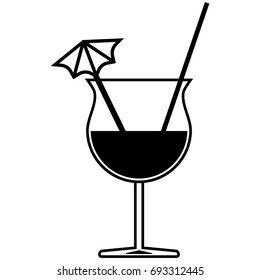 Glass cocktail isolated linear icon for websites minimalistic flat design vector