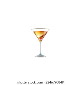 Glass with a cocktail isolated on a white background. Vector illustration