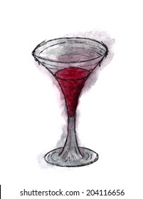 Glass of cocktail. Vector illustration.