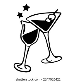 Glascocktails, Vektor. Geeignet für Bar oder Getränke Symbol Zeichen oder Symbol.