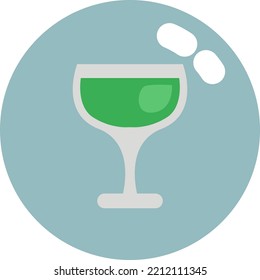 Glass of coctail, illustration, vector on white background.